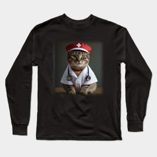 Cute Cat Nurse Long Sleeve T-Shirt